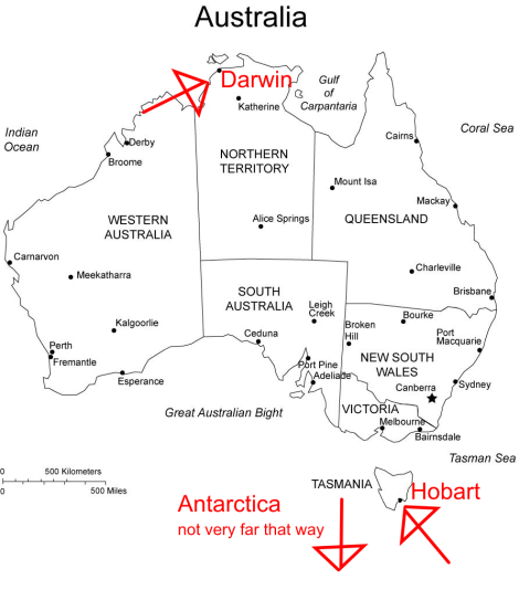 Map of Aust + antarctica
